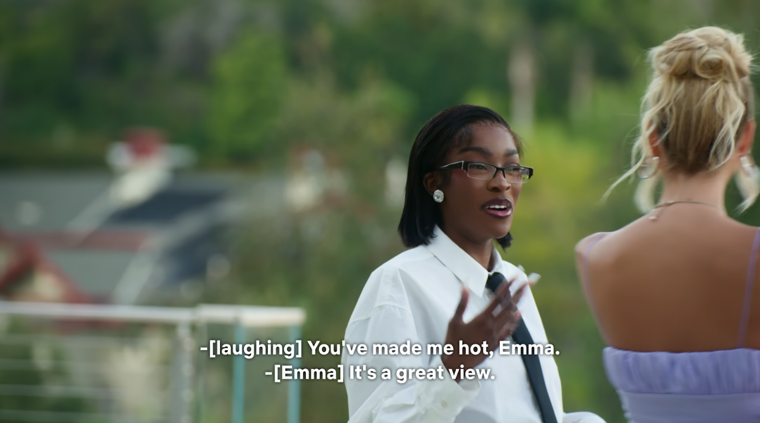 Chelsea Lakzhani laughing while telling her friend Emma Hernan that she’s made her hot